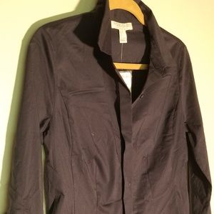 Forever 21 Tops - Navy Blue Firted Button Down Blouse NWT Forever 21 Tops - Navy Blue Firted Button Down Blouse NWT